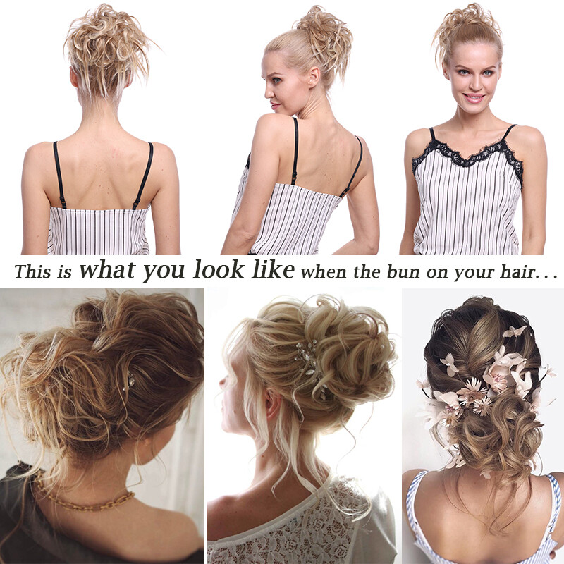 Large Scrunchie Messy Bun Hair Piece THICK Updo Cover Wrap Clip Ponytail as Real
