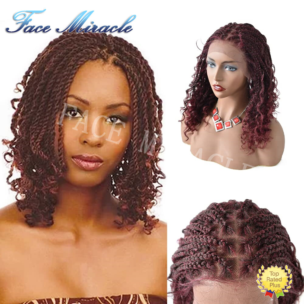 18″ Box Braided Wig for Black Women Lace Front Hand Braids Synthetic Twist Wigs