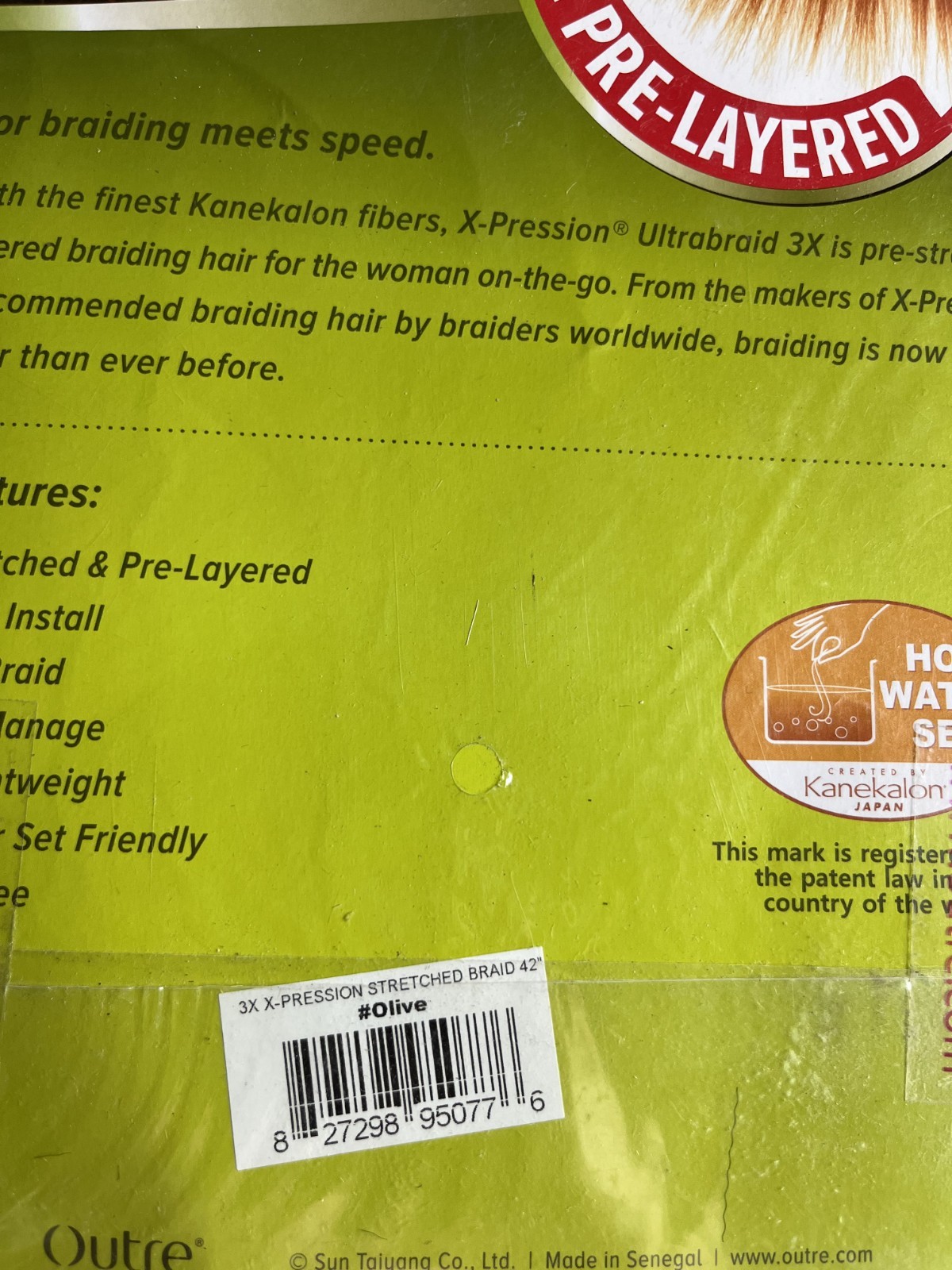 Outre X-Pression Ultra Braid 3X Pre-Stretched 42″Kanekalon Hair Extensions Olive