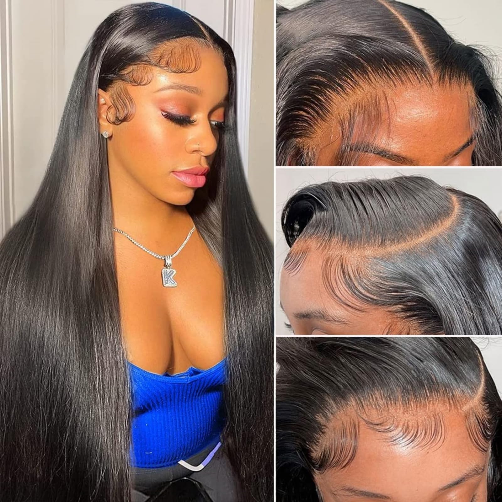 13×4 Lace Front Wigs Human Hair Pre Plucked with Baby Hair 150% Density Strai…