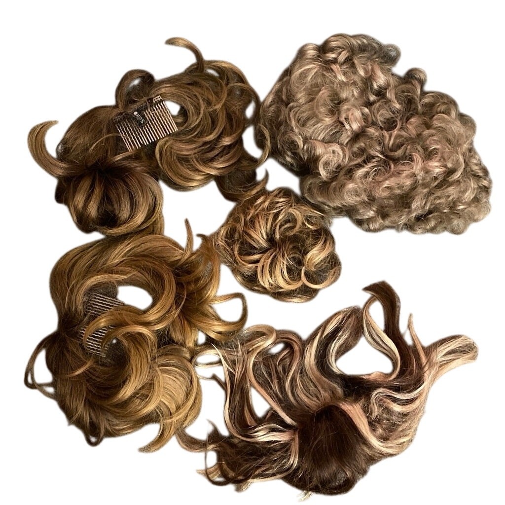 Vintage Real Human Hair Wigs Pieces Japan Korea Blonde Brown Curly Short Women’s