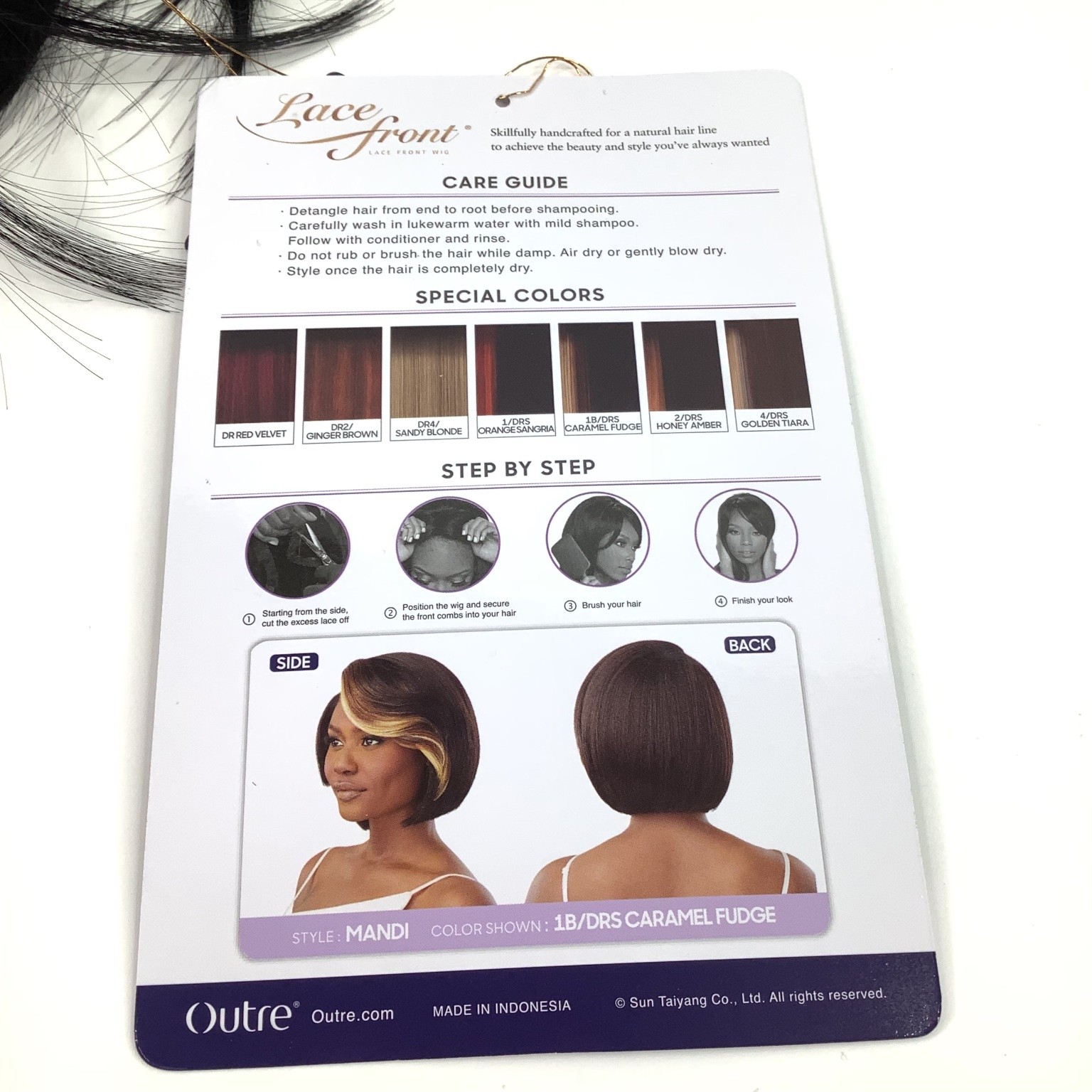 Outre Lace Front Wig Mandi 10″ Color 1 Heat Resistant Fiber HD Lace