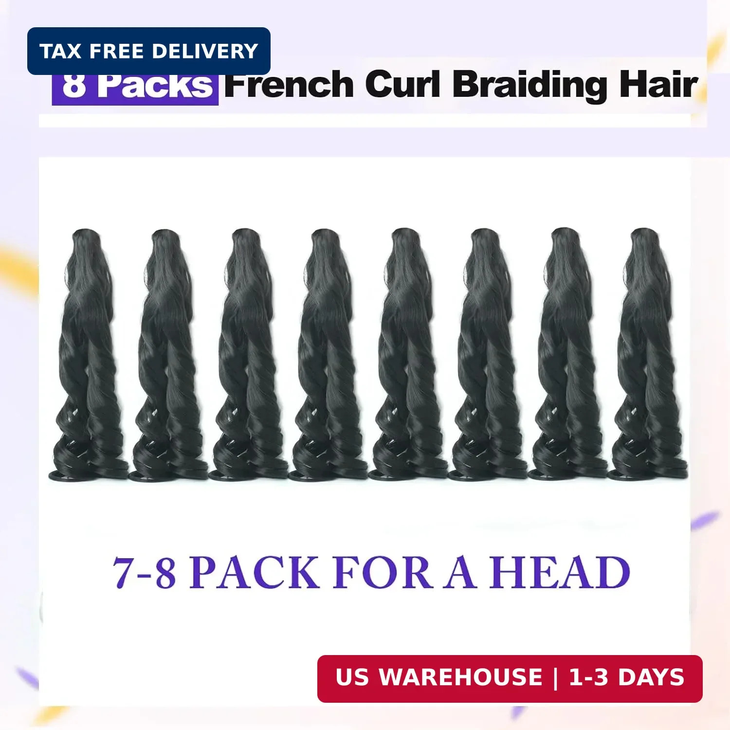 French Curl Braiding Hair 12 Inch Natural Black 8Packs Loose Wavy Spiral Curly B