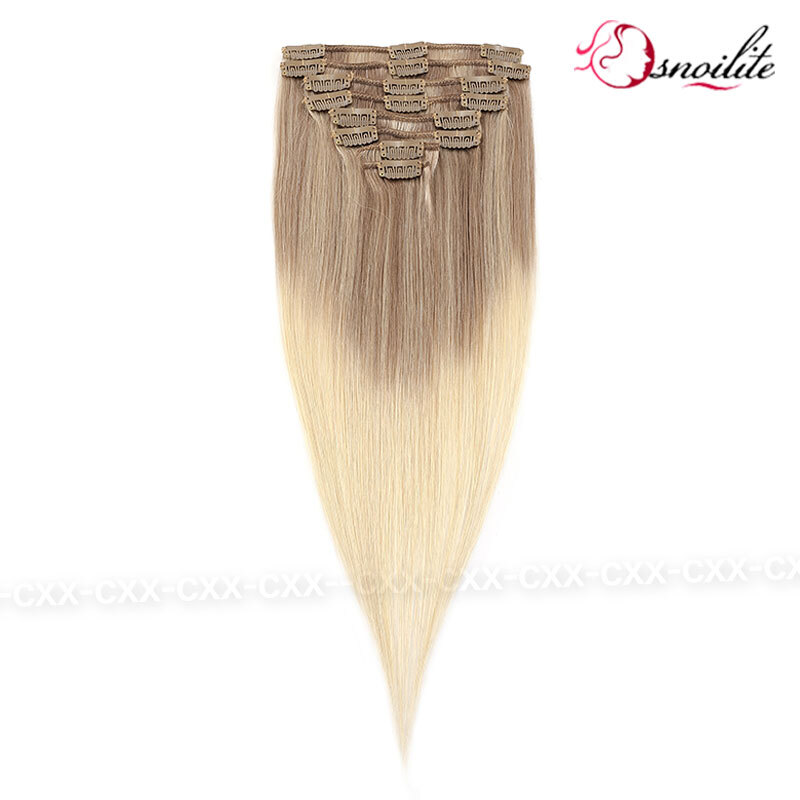 Smooth&Soft 100% Human Hair Extensions 8 Pieces Clip In Real Remy Hair FULL HEAD