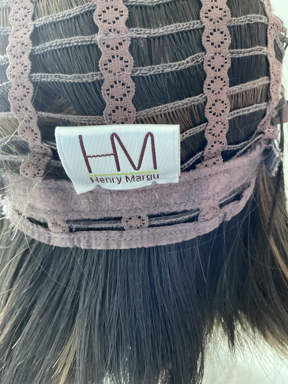 Henry Margu Jayde Bob Wig In 5H Dark Brown With Strawberry Highlights NWT