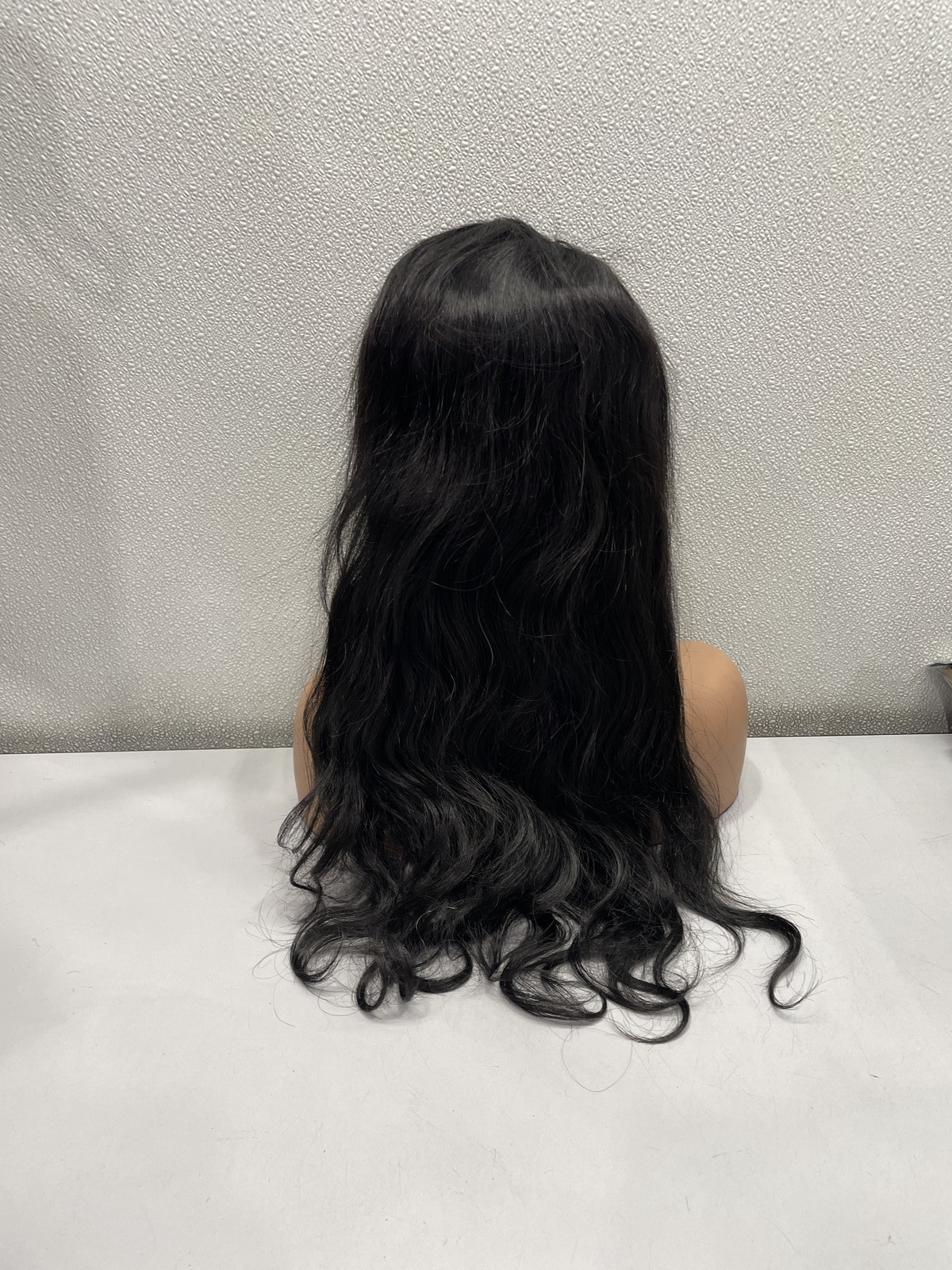Natural Black Human Hair Blend Lace Front Glueless Wig, 24″