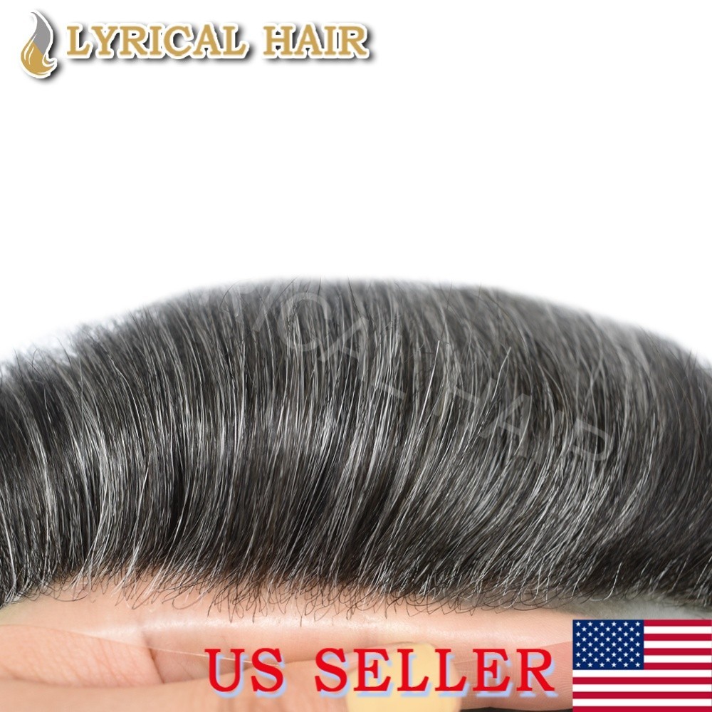 LyricalHair Men’s Toupee French Lace Front PU Skin Human Hair Replacement System
