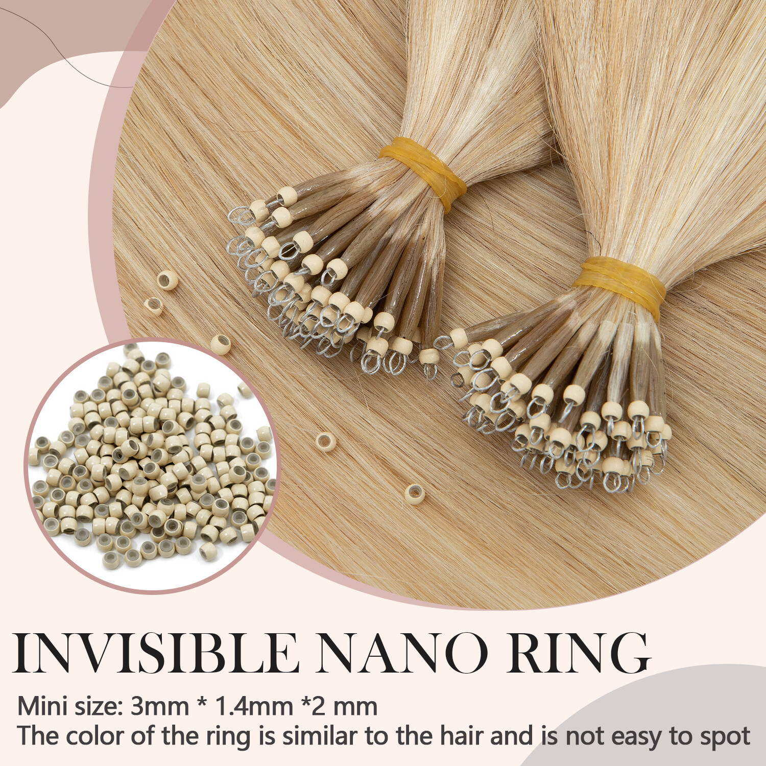 CLEARANCE Nano Ring 100% Remy Human Hair Extensions Loop Micro Beads Thick 50PCS