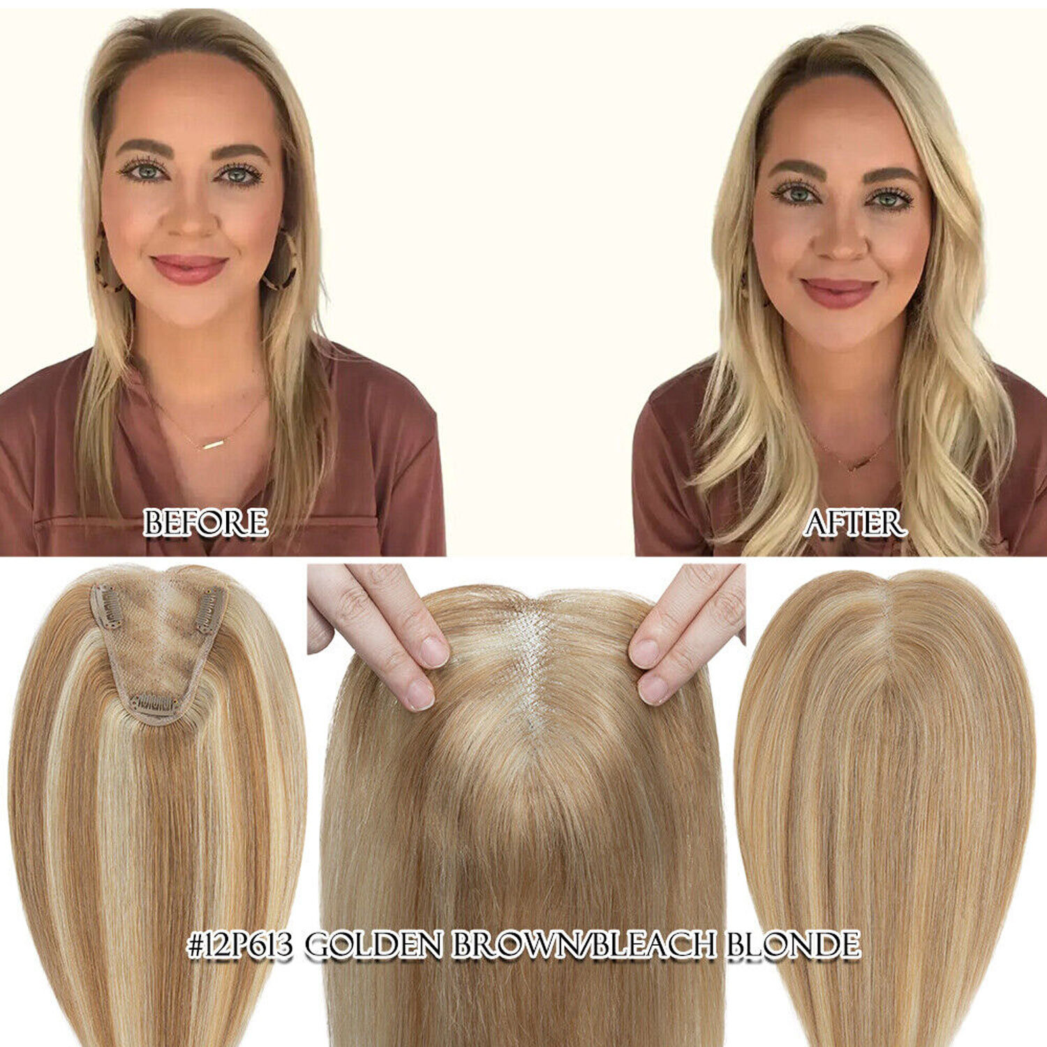 8*10in Lace 100% Real Human Hair Topper Women Clip In Part Top Toupee Hairpieces