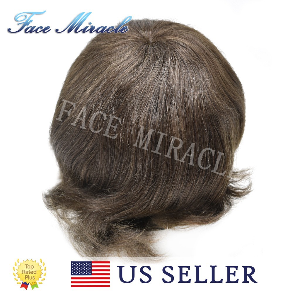 Mens Hairpieces All Poly Human Hair System for Men Toupee Thin Skin PU Injected