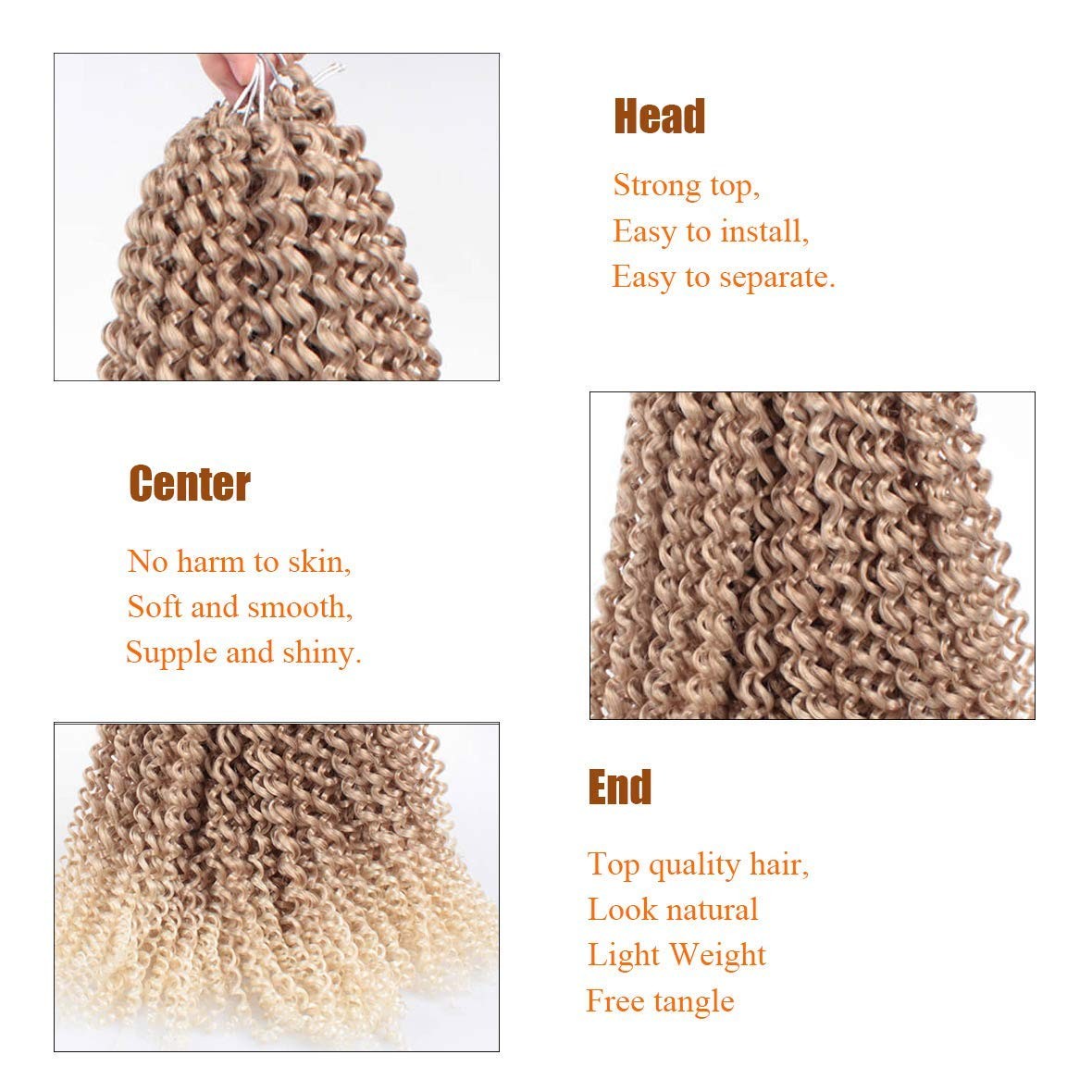Leeven 24 Inch Water Wave Crochet Hair Passion Twist Ombre Blonde Curly Bohemian