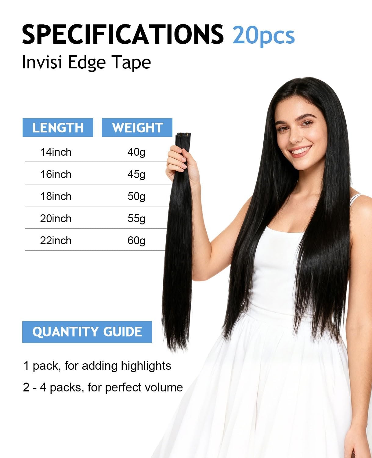 Cookayu Invisi Edge Tape In Extensions Human Hair 14Inch 40G 20Pcs/Pack Walnut