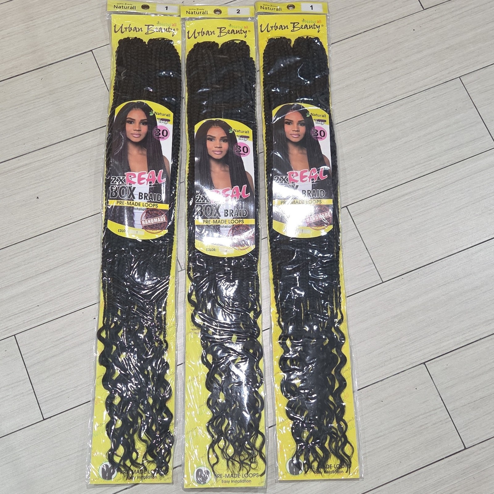 Urban Beauty Box Braid Pre-Looped Synthetic Hair Extension 30 inch 1B 1 2
