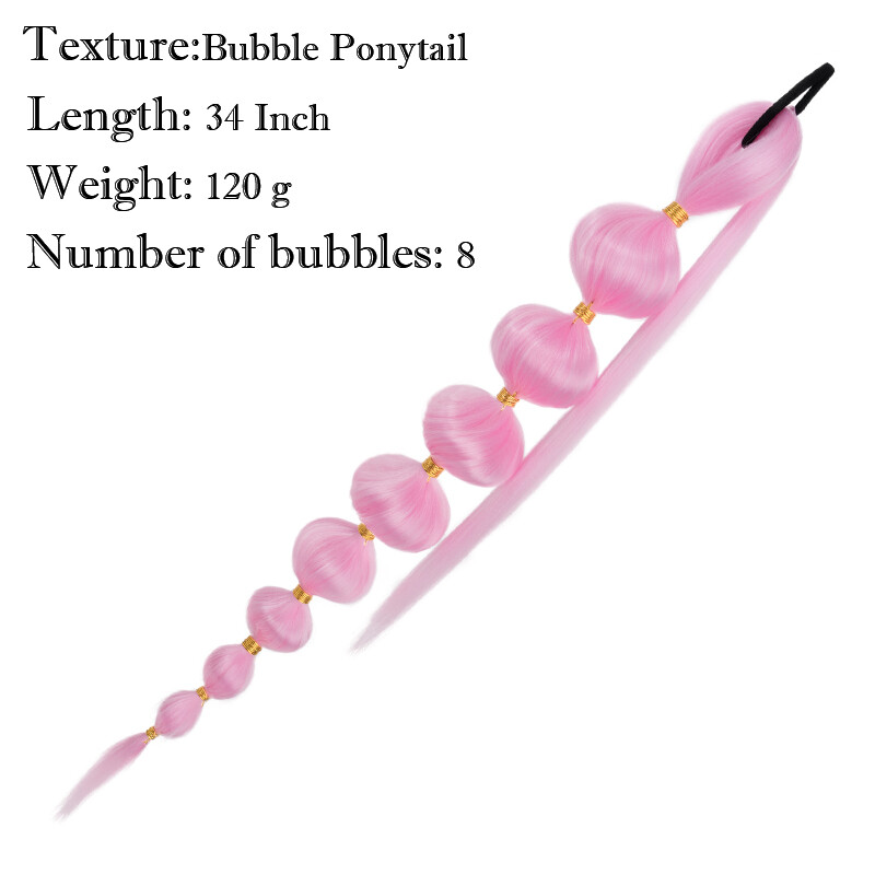 Long 34in Braid Ponytail Wrap On Bubble Pony Tail Braiding Hair Extensions Thick