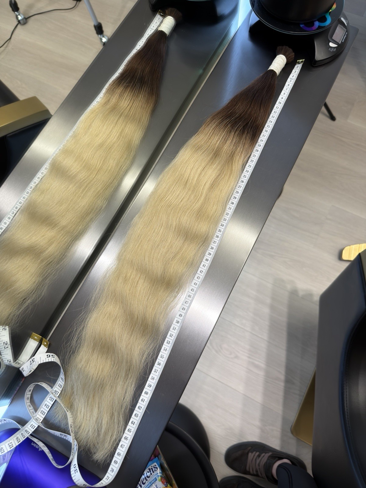 Ombré Dark Brown to Light Blond Human Hair Extension bulk 70cm 93g