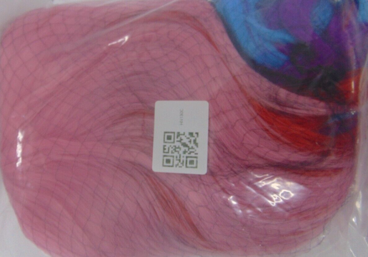 Faelbaty fashion wig wavy pink With Red Blue Purple ends