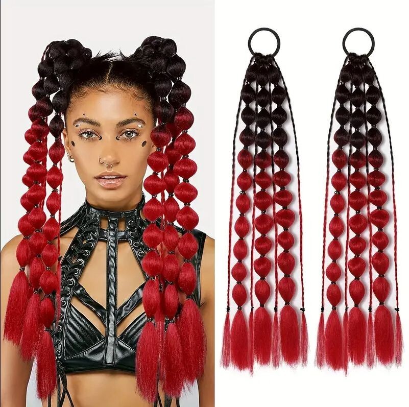 Straight Bubble Ponytail Extensions | 2 Pack, 20″ | Synthetic | Lightweight,