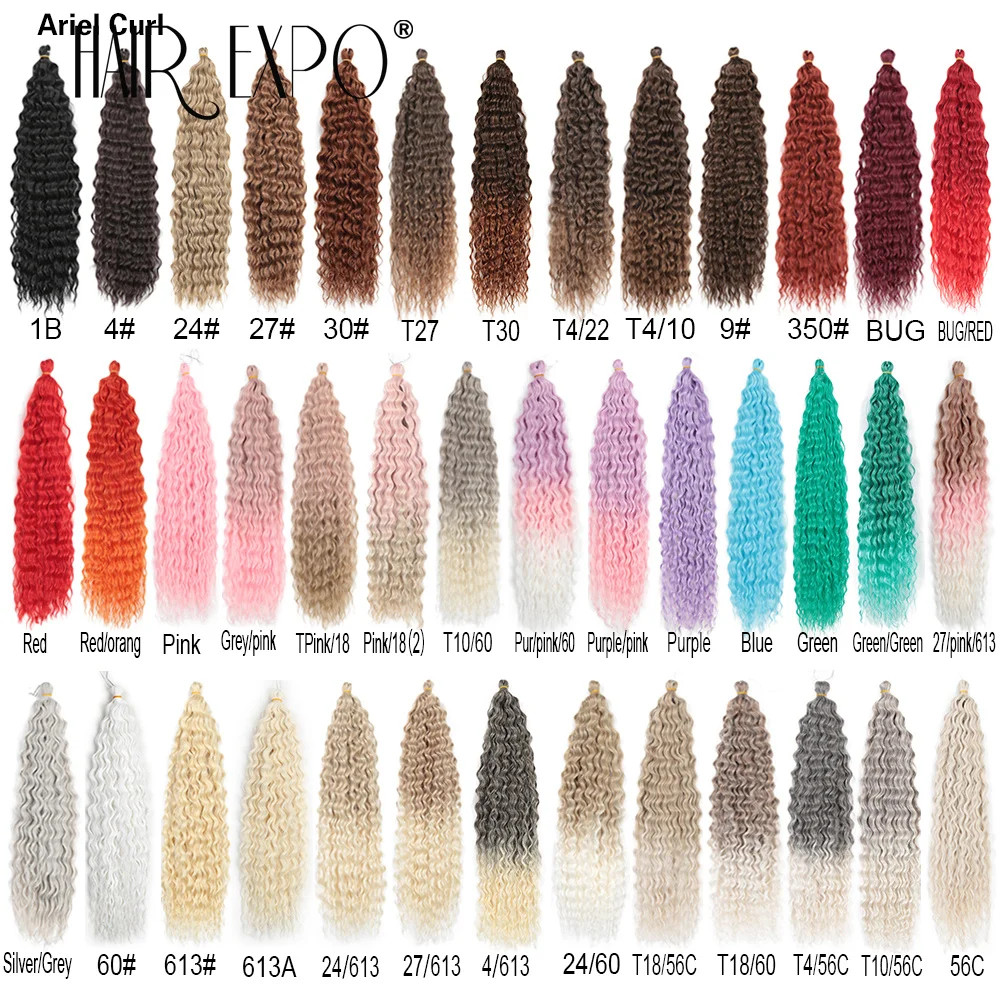 22 Inch Ombre Ariel Curl Crochet Hair Synthetic Deep Wave Braid Hair Extensions
