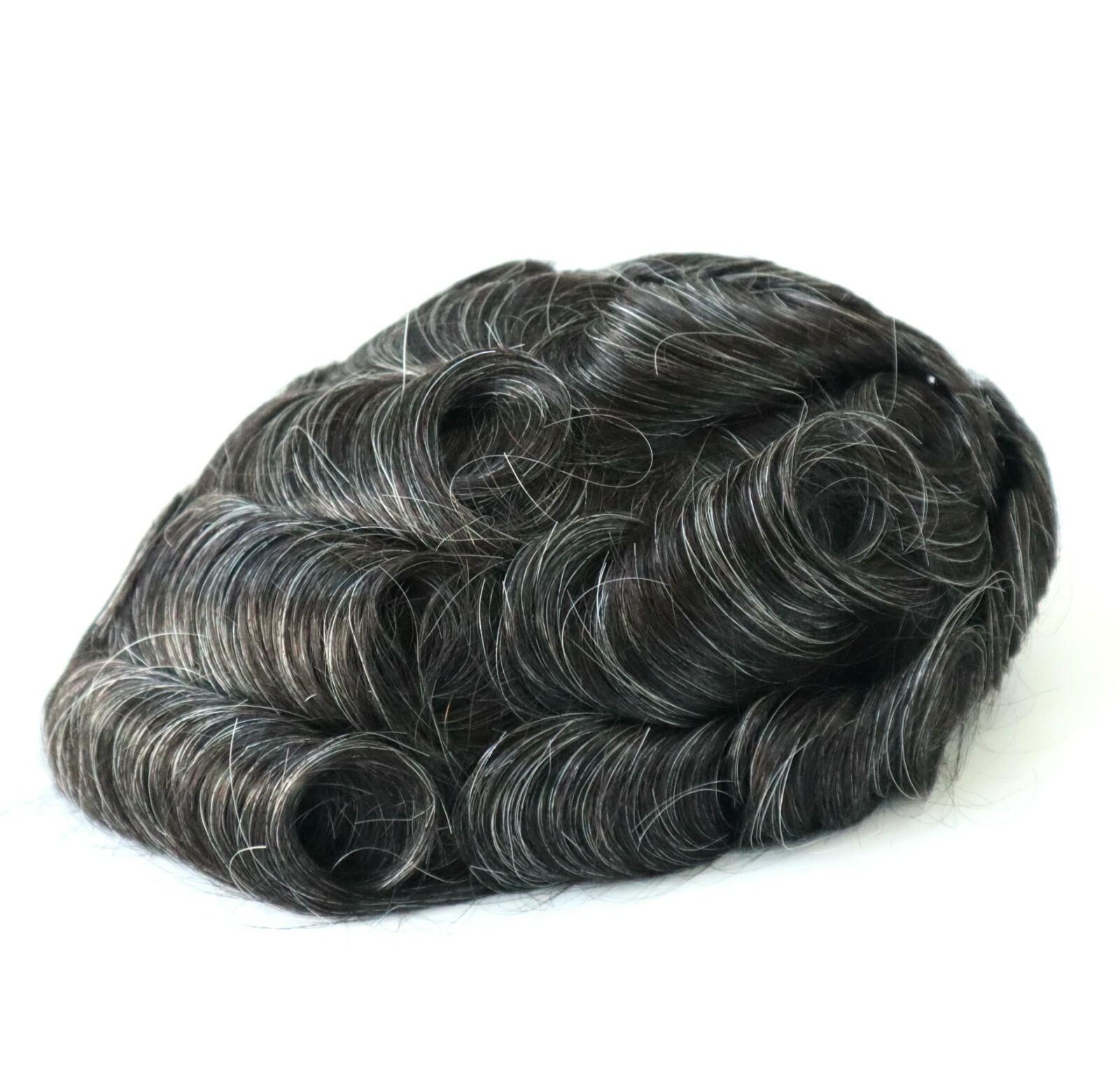 Mens Toupee Human Hair Replacement System Wigs Fine Mono Skin Hairpiece #1B20