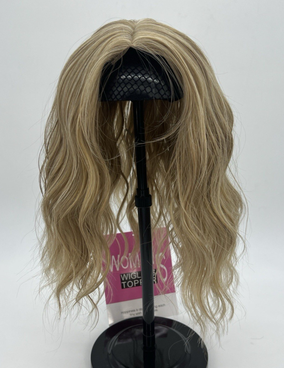 Ash Brown with Highlight Short Wavy 10in Women Premium Hair Topper