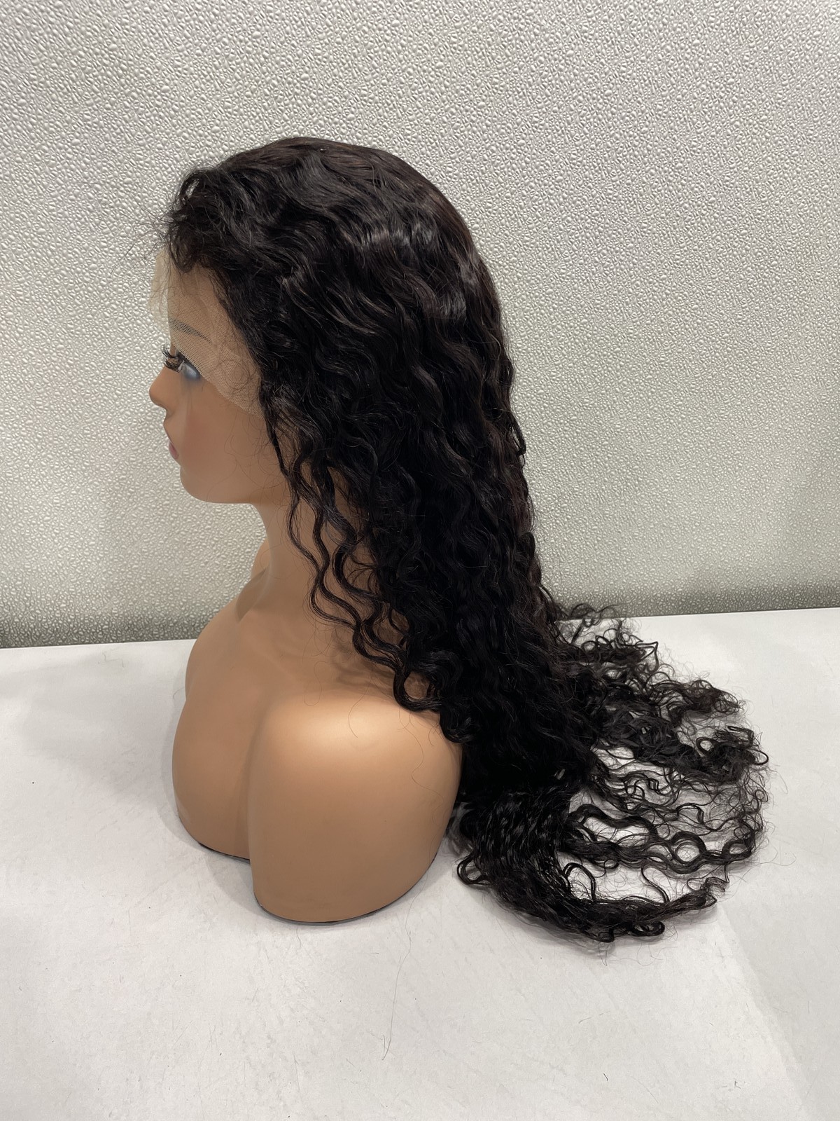 Natural Black Water Wave Human Hair Blend 13×4 Lace Front 180% Density Wig, 26″