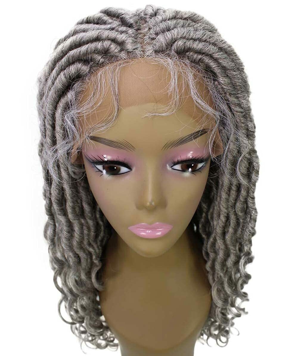 LUXLUXE Andrea 4×4 Curly Long 4X4 Hand Tied Lace Braid Wig