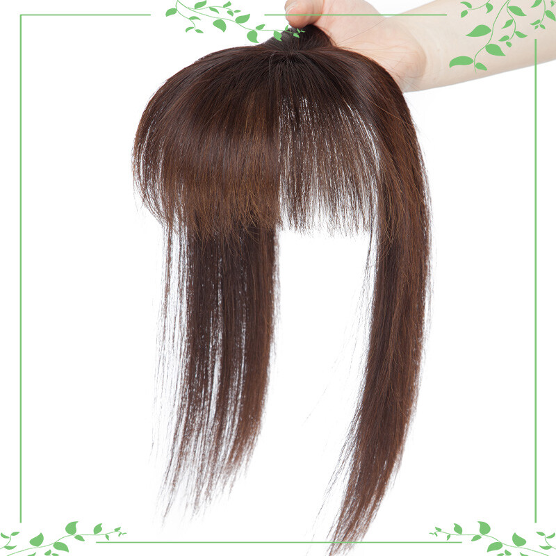 Clip In Top Topper Remy Human Hair Women’s Hairpiece with Bangs MONO Base Toupee