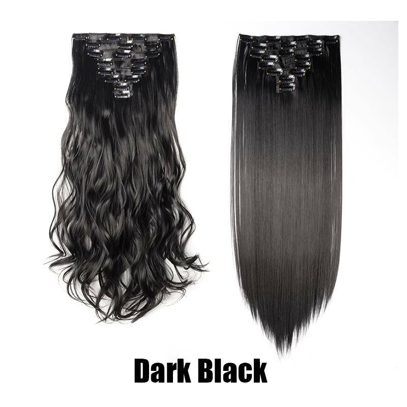 US 8Pieces Clip In Hair Extensions Full Head 100% Natural As Human Wavy/Straight