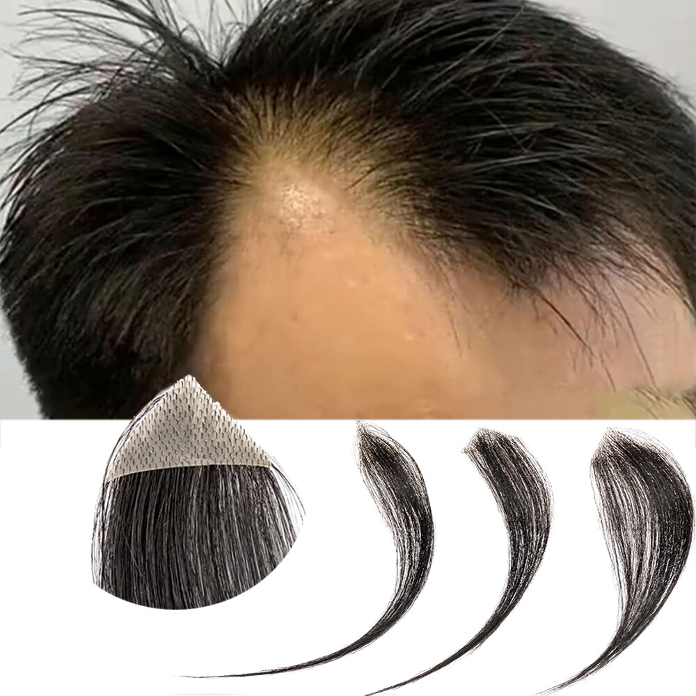 Thin PU Skin Hairline Bald Spot Patch Frontal Hairpiece Human Hair Toupee Topper