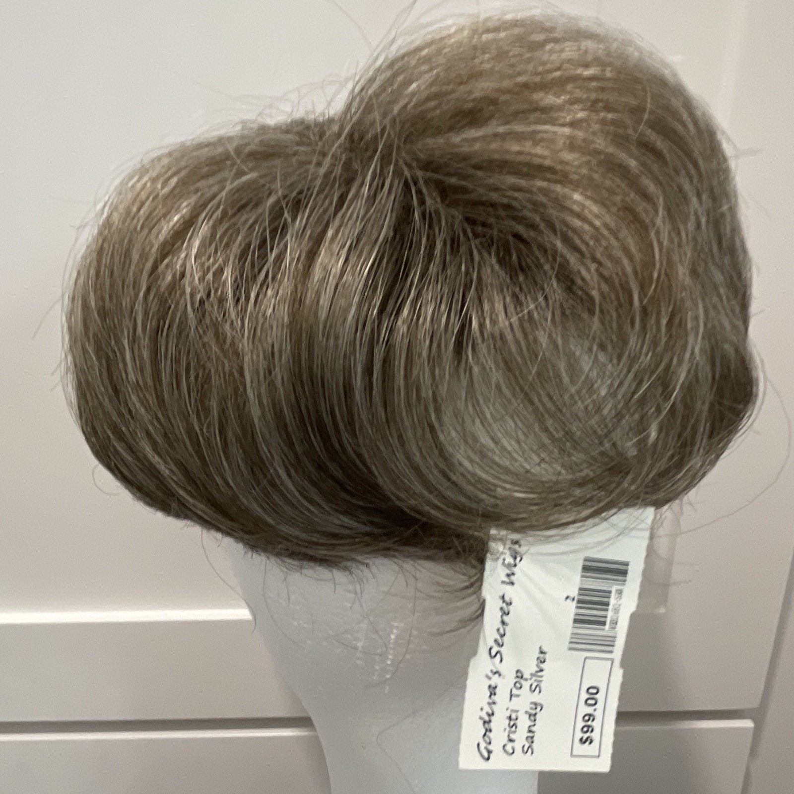 GodivasSecret Wigs Cristi Synthetic Clip-In Topper 8in Straight Layered Silver