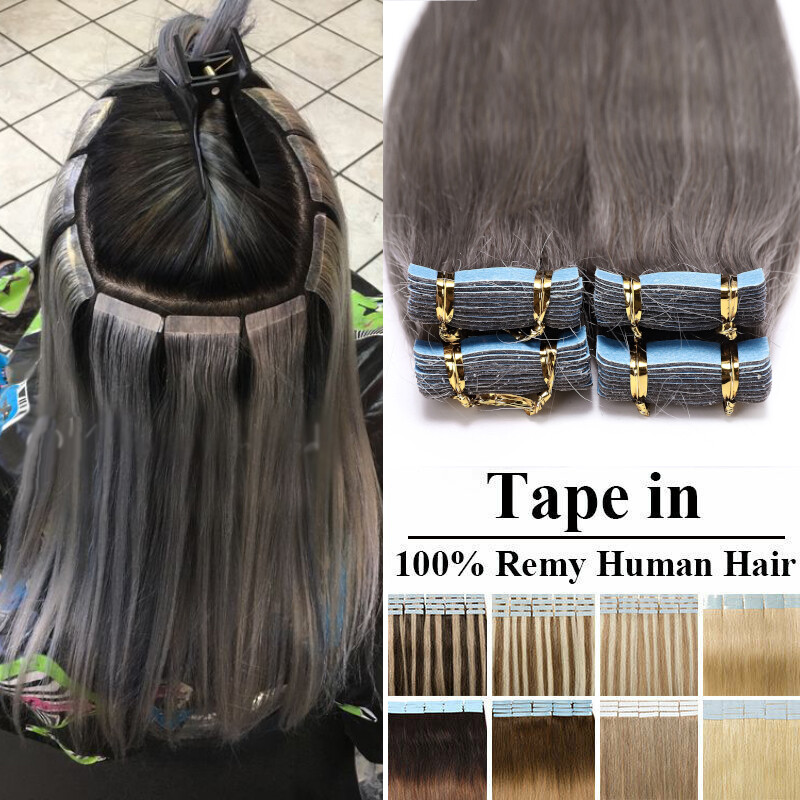 Thick 200g 80pcs Tape In Remy Human Hair Extensions Skin Weft FULL HEAD Ombre S