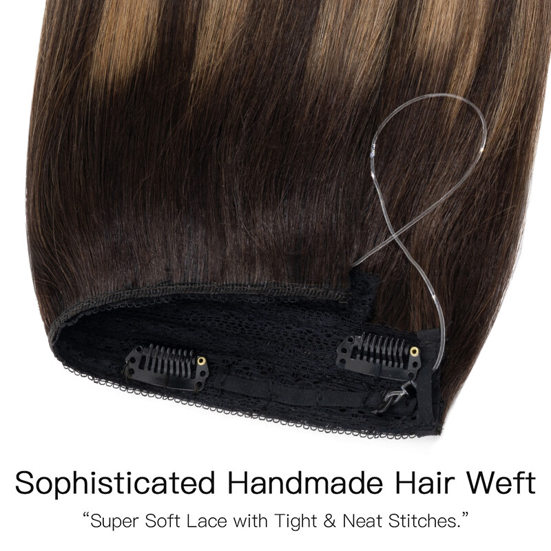 Invisible One Piece Headband Wire Clip In Human Remy Hair Extensions Secret Ring