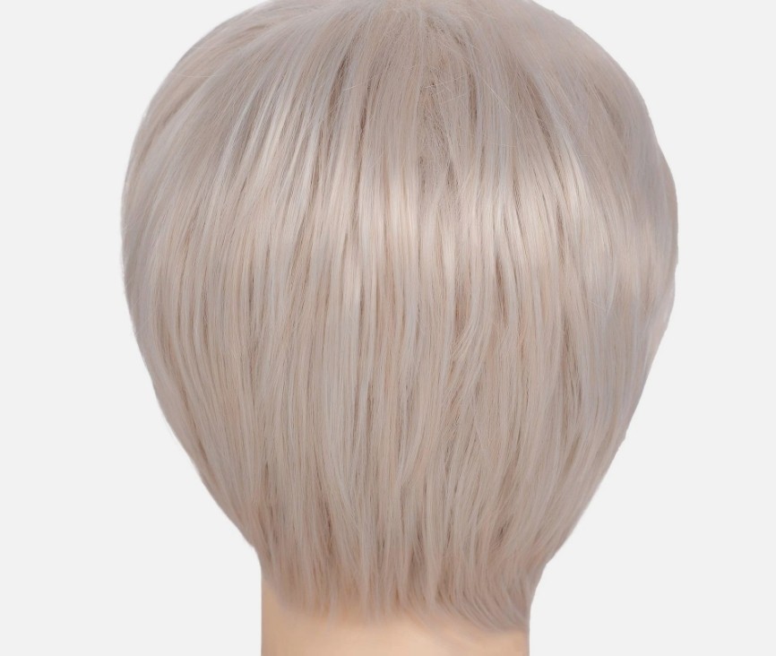 Short Pixie Cut Blonde Mix Grey Wigs for White Women Fluffy Synthetic Hair Wo…
