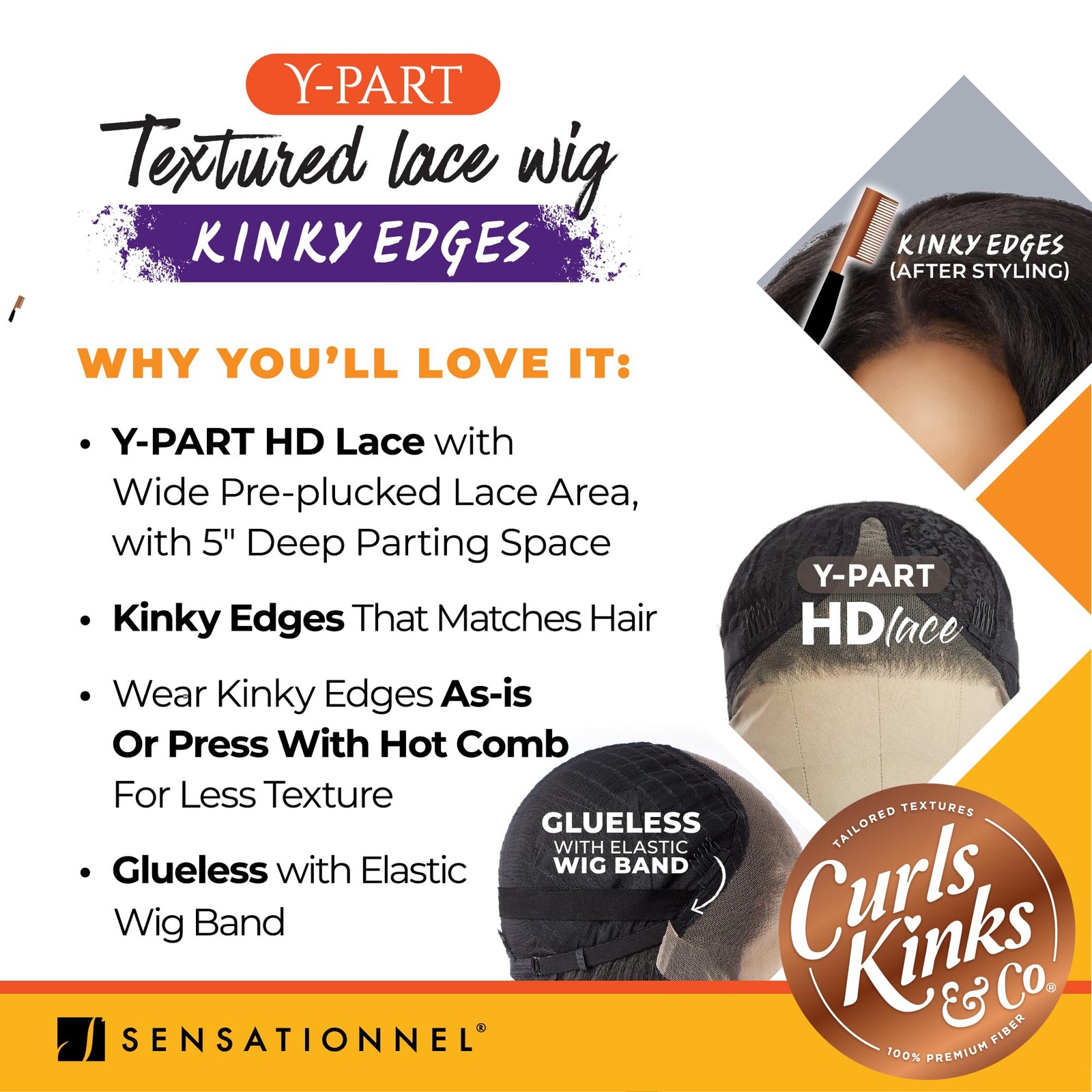 Sensationnel Curls Kinksandco Kinkyedges Wig – Curl 14 Inch Y Part Lace