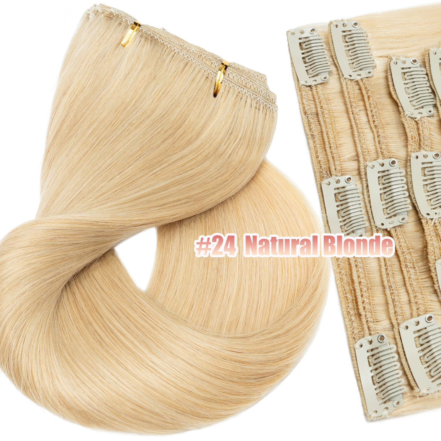 100% Real Soft Double Weft Clip In Remy Human Hair Extensions Full Head Thick US