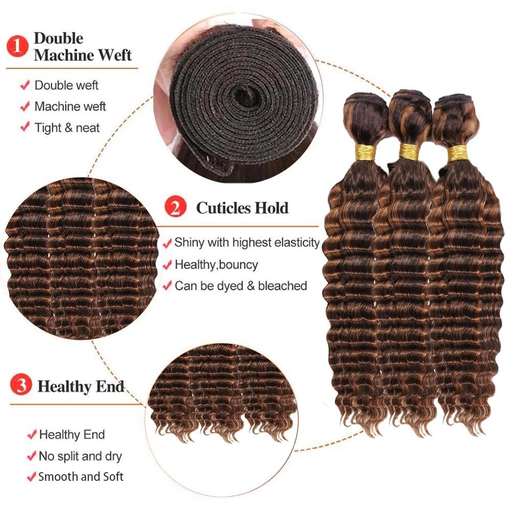 Qeuope Ombre Two Tone Color 4 Mixed Color 30 Deep Curly Bundles 30 32 34 Inch
