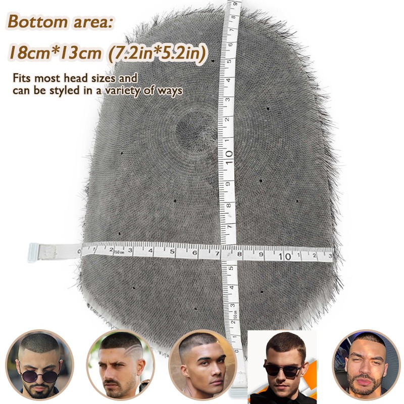 100% Human Hair Toupee for Men’s Short Buzz Cut Thin Skin PU Replacement System