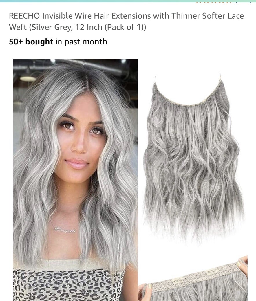 Reecho Hair Extensions See Pictures! Silver/grey 12 Inches