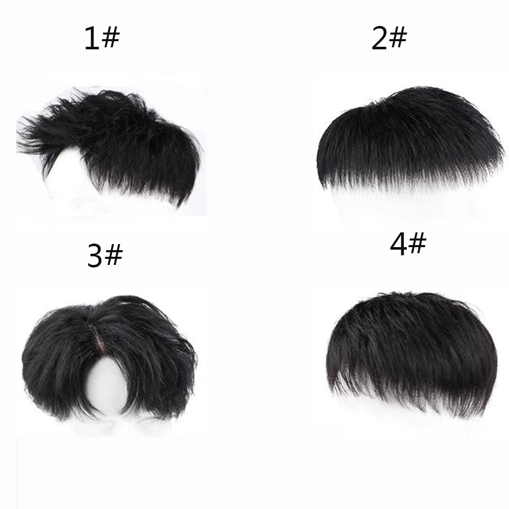 Short Hairpiece Real Human Hair Clip in Tape Hair Pieces Wig Toppers For Men