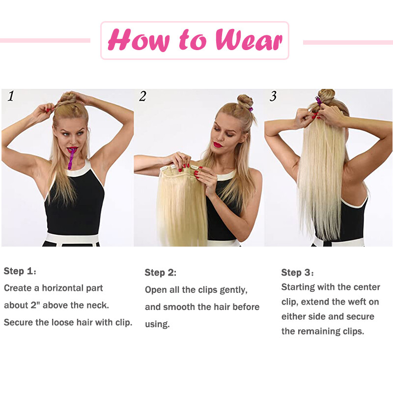 One Piece Clip In Thick Remy Human Hair Extensions 3/4 Full Head Straight & Wavy