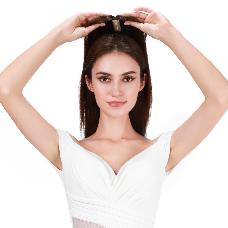 130% Clip In Human Hair Topper Top Hairpiece Toupee Wigs Bangs Thick Large Base