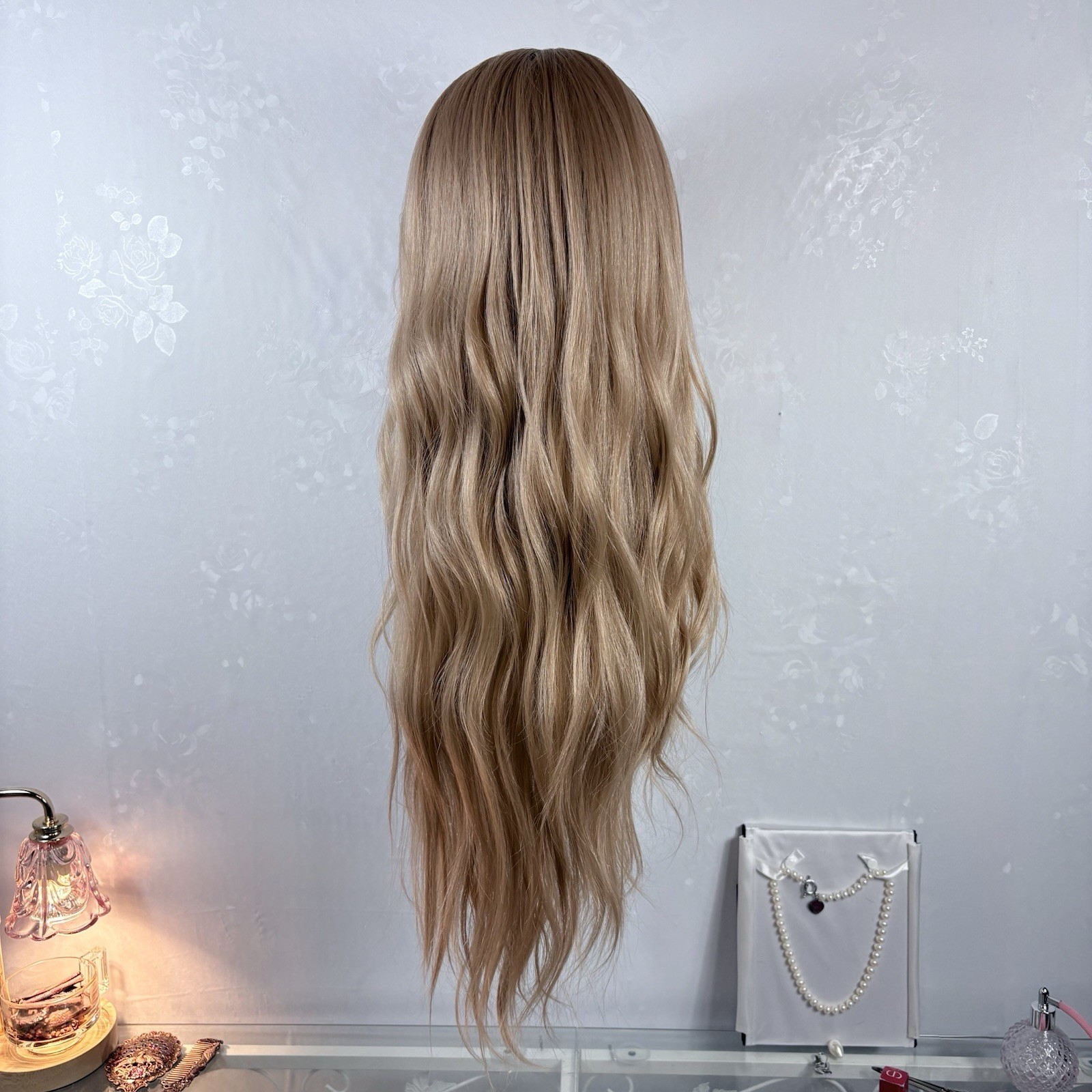 FULL Lace Daily wear WIG! Long curly Brown Wig with Highlights, Human Hair Blend