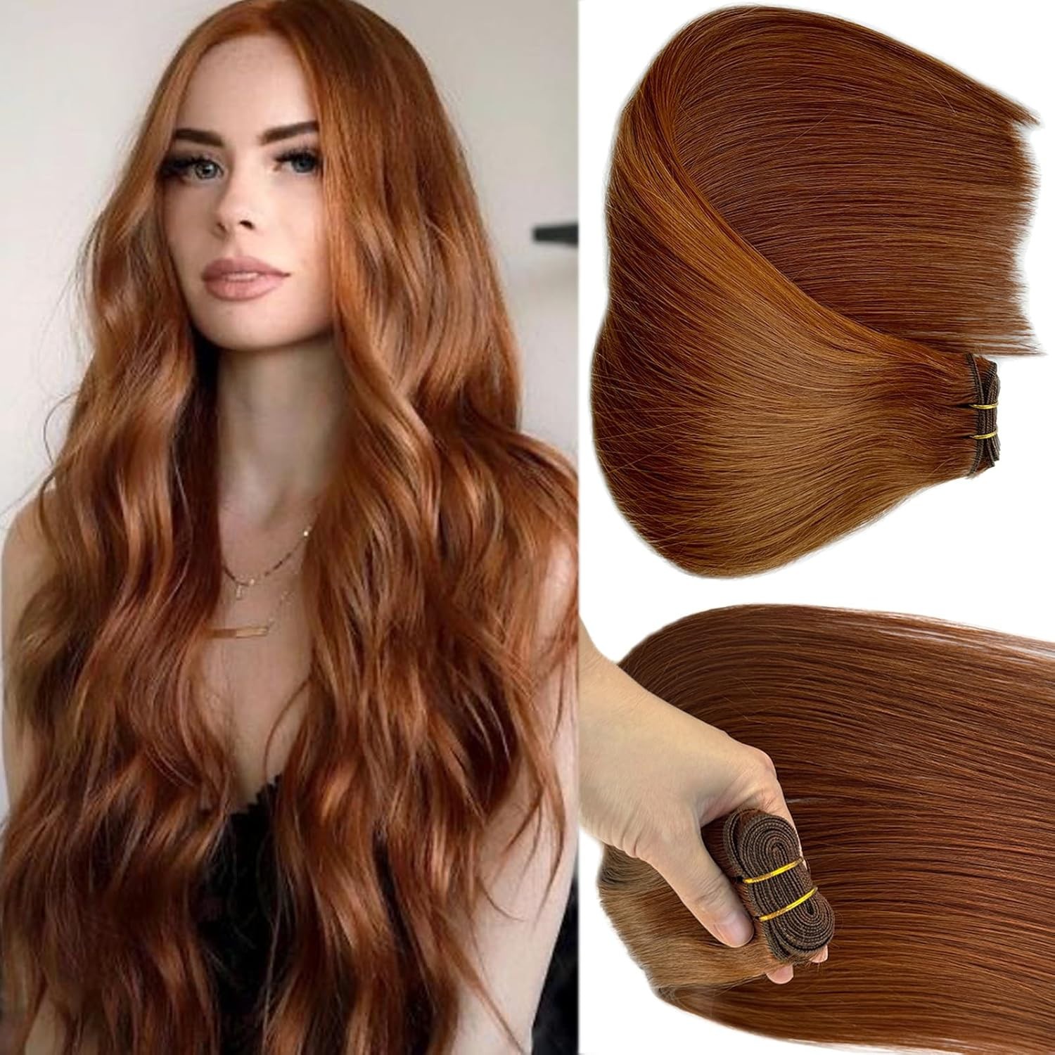 Double Weave Sew in Weft Hair Extensions Russian Remy Human Hair Weft Bundles