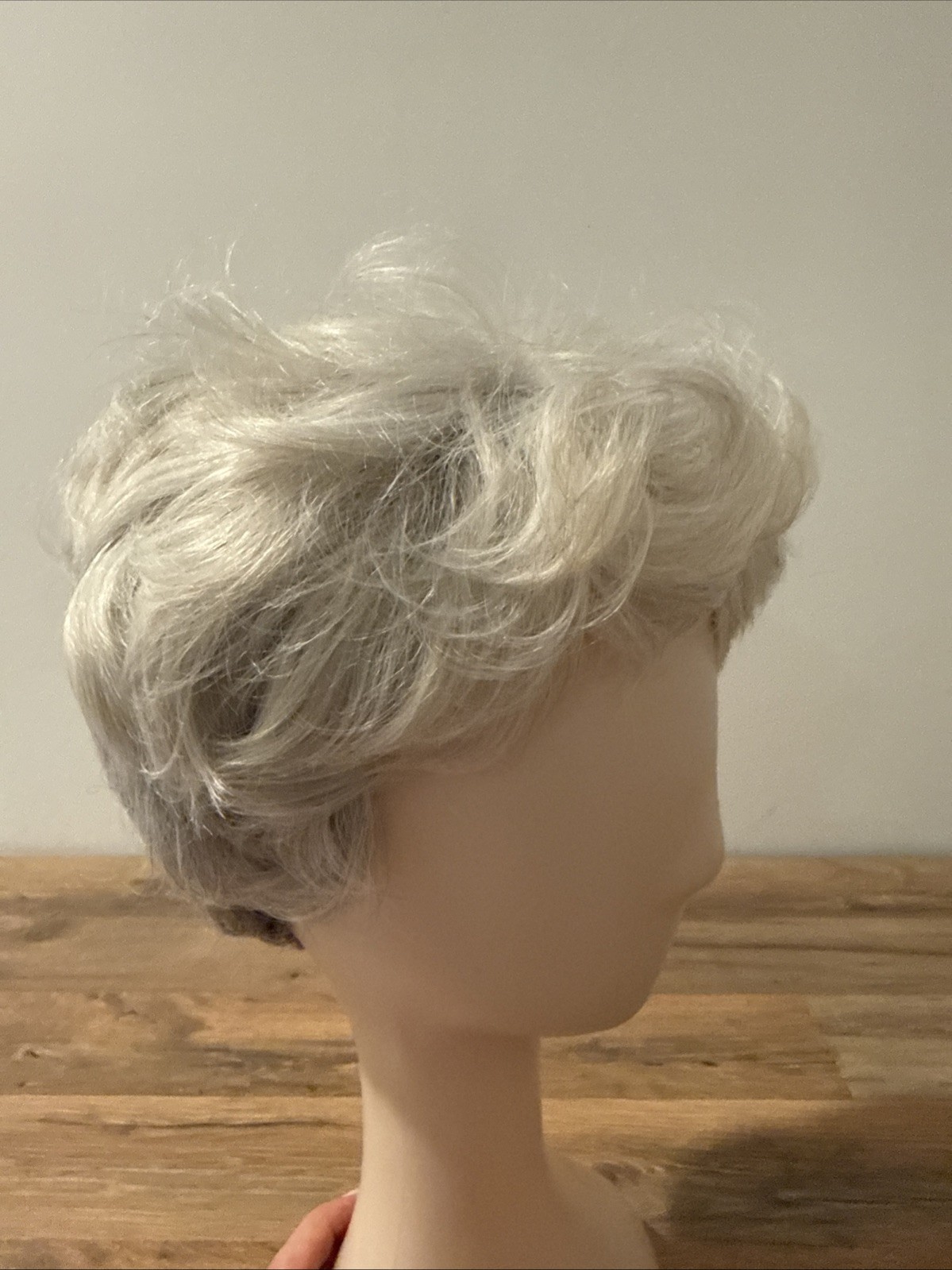 Synthetic Wig Multiple Shades Of Gray Nice Volume Shorter Length Lace Inner Net