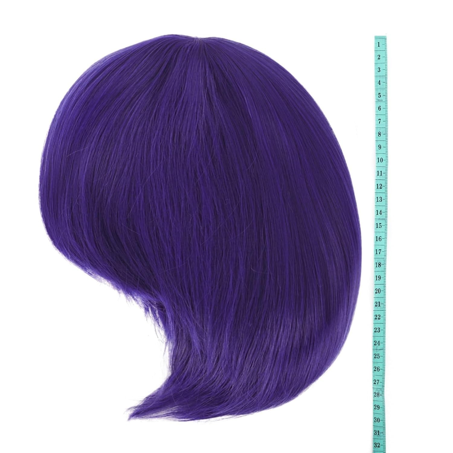 Anime Short Paragraph Wig – 30 cm Dark Purple Heat Resistant Wig for Cosplay