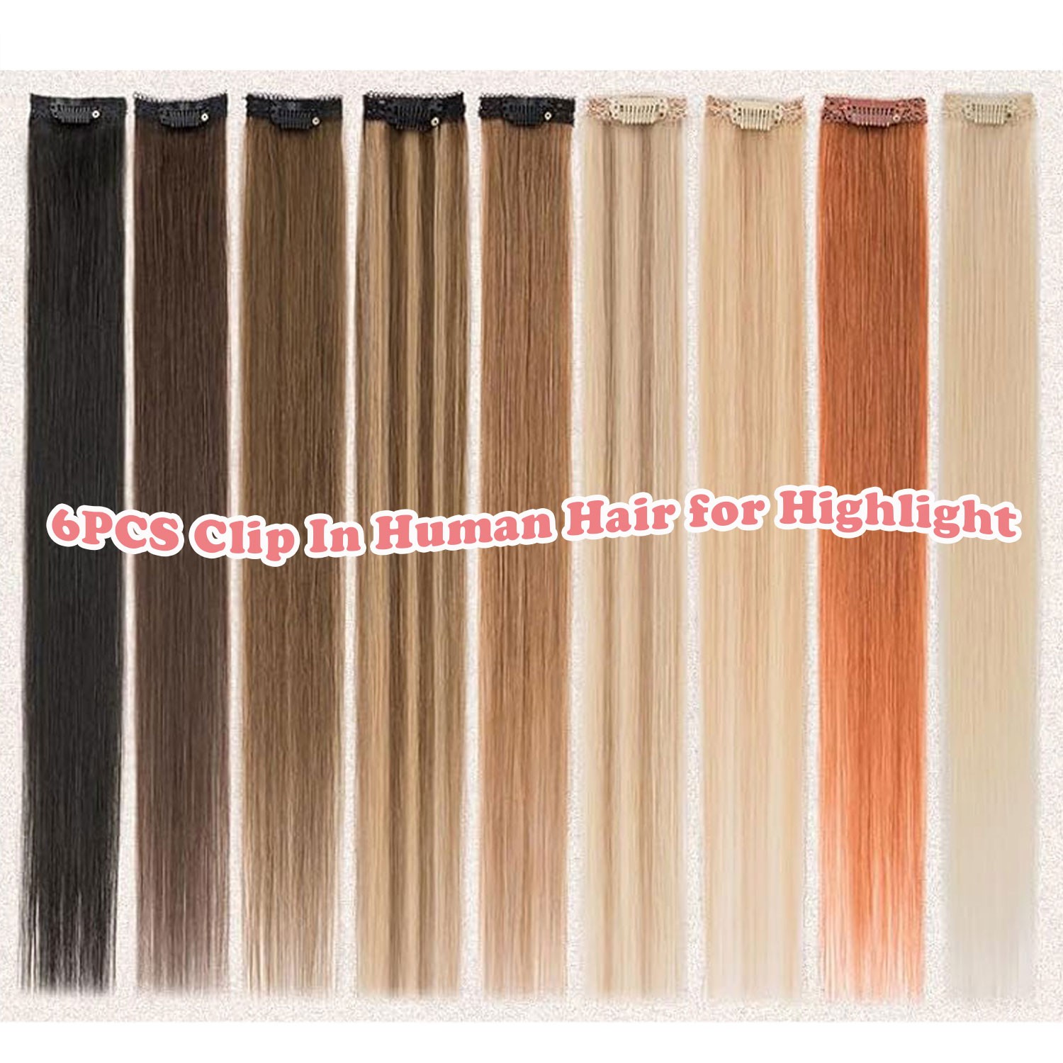 CLEARANCE 100% Human Hair Extensions 6 Pieces Clip In Real Remy Hair Straight US