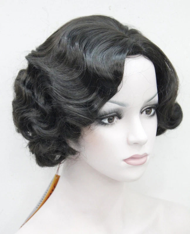 Women’s black Ladies Short Finger Wave Ladies Daily Hair Wigs