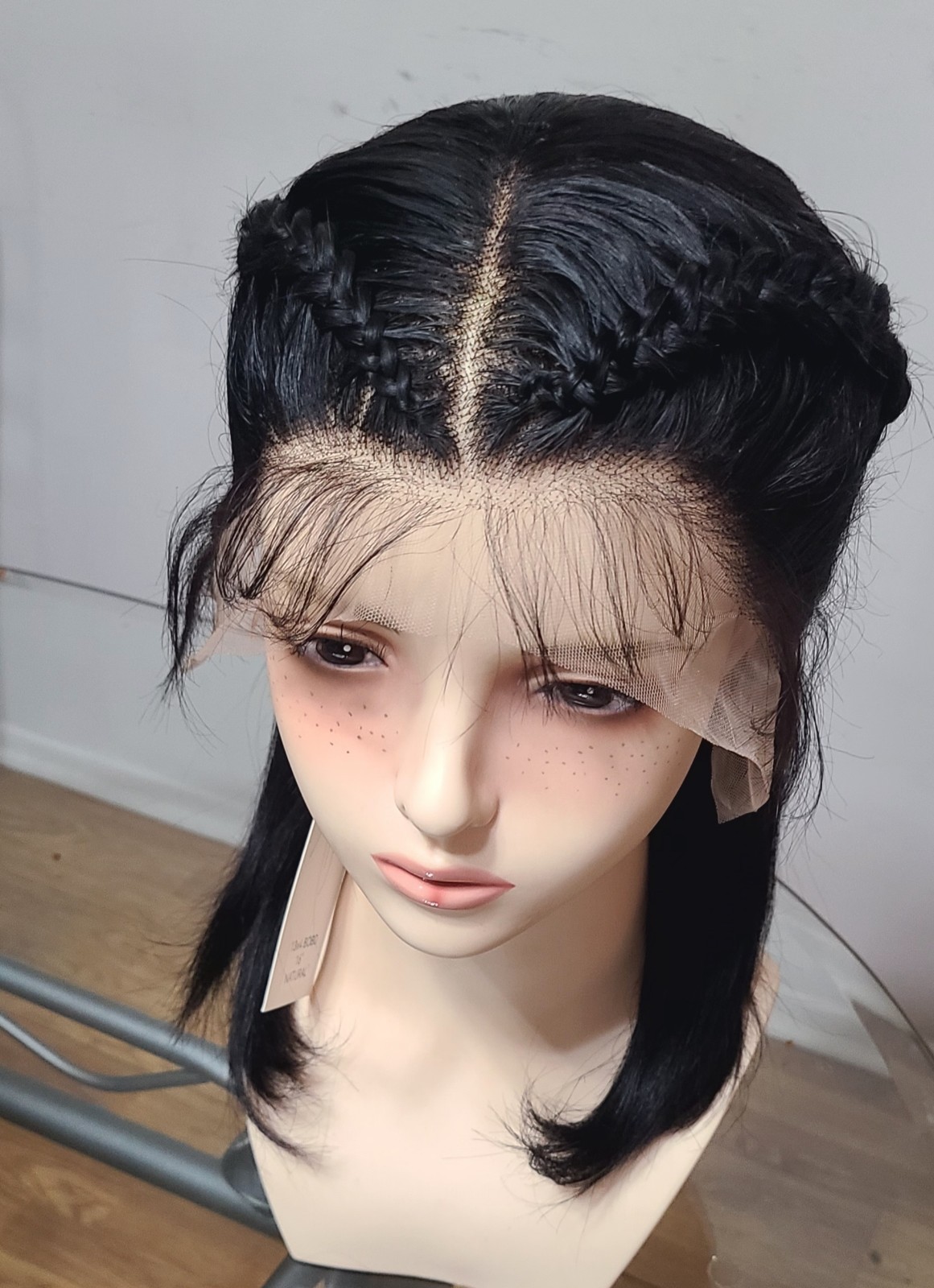 2Cornrow braided wig with 100%human hair,16″lace front.Can be also unbraided.