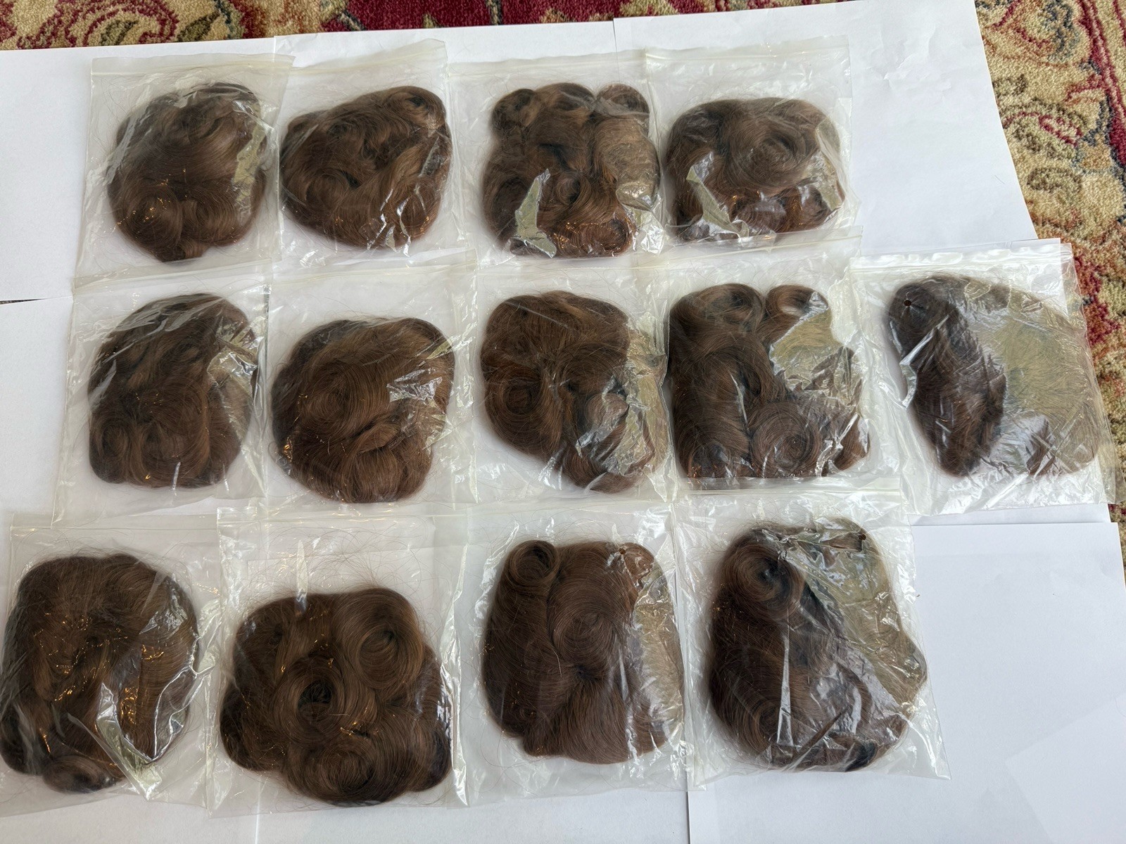 100% Human Hair Wiglet Light Brown 10 Messy Curly Swirls Clip Back Extension New