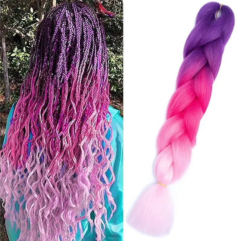 Colorful Synthetic Ombre Jumbo Braiding Hair Hair Extensions for Women Cosplay